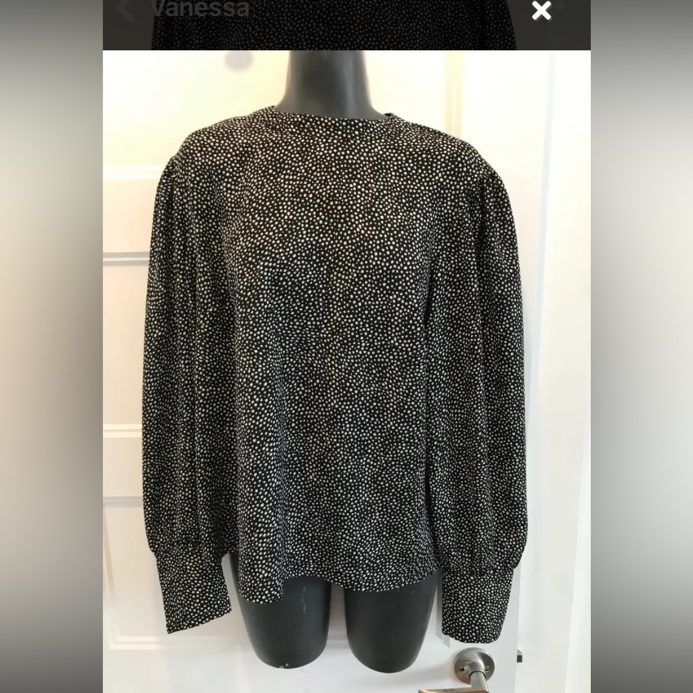 Blouse noir à pois blanc manche longe